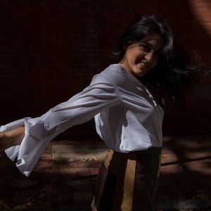 Free people off the shoulder flare sleeve blouse